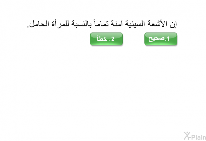 إن الأشعة السينية آمنة تماماً بالنسبة للمرأة الحامل.