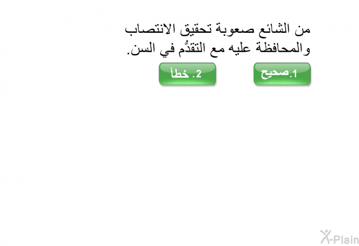 من الشائع صعوبة تحقيق الانتصاب والمحافظة عليه مع التقدُّم في السن.