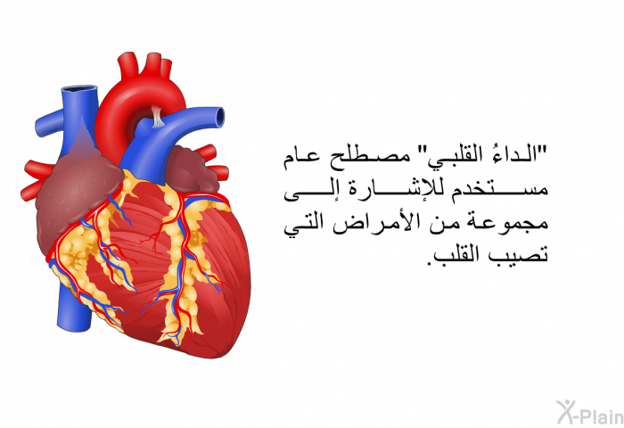 "الداءُ القلبي" مصطلح عام مستخدم للإشارة إلى مجموعة من الأمراض التي تصيب القلب.