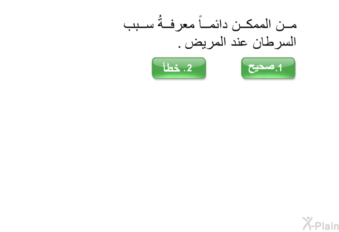 من الممكن دائماً معرفةُ سبب السرطان عند المريض.