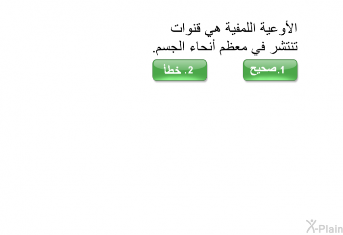 الاوعية اللمفية هي قنوات تنتشر في معظم انحاء الجسم.