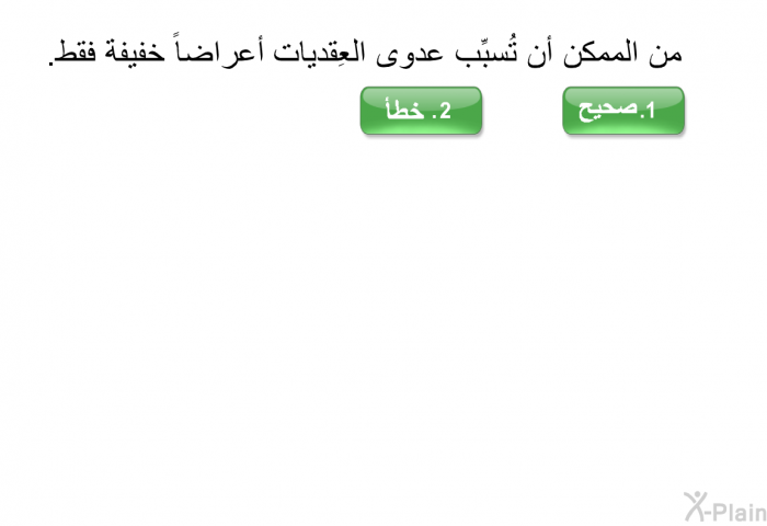 من الممكن أن تُسبِّب عدوى العِقديات أعراضاً خفيفة فقط.