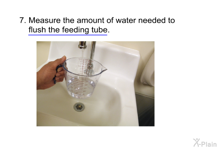 Measure the amount of water needed to flush the feeding tube.