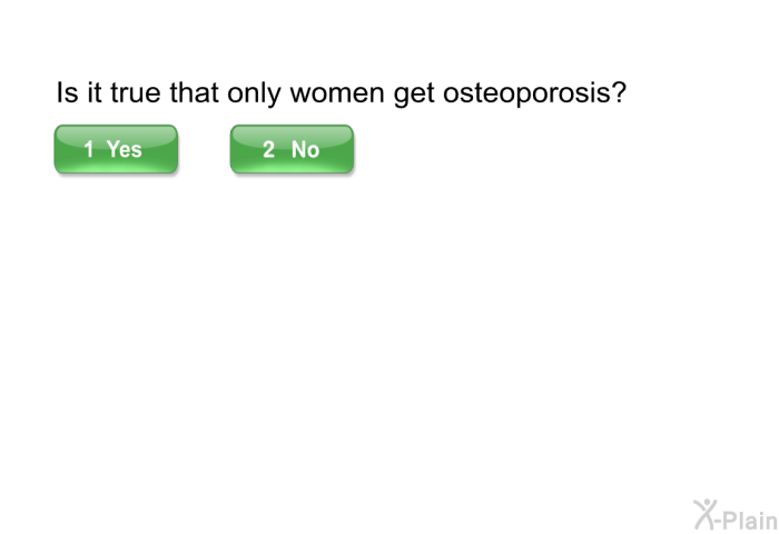 Is it true that only women get osteoporosis?