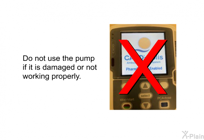 Do not use the pump if it is damaged or not working properly.