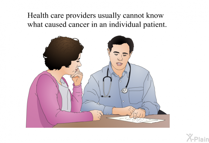 Health care providers usually cannot know what caused cancer in an individual patient.