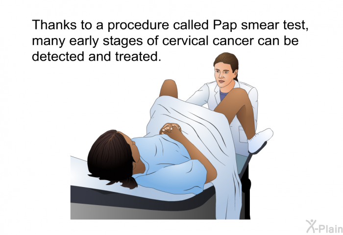 Thanks to a procedure called Pap smear test, many early stages of cervical cancer can be detected and treated.