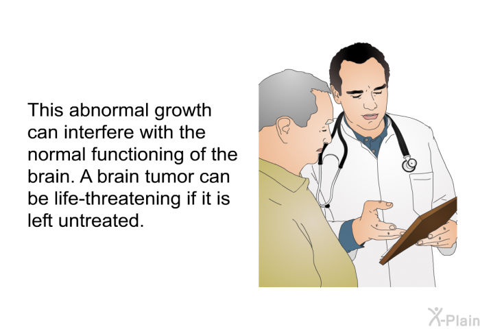 This abnormal growth can interfere with the normal functioning of the brain. A brain tumor can be life-threatening if it is left untreated.