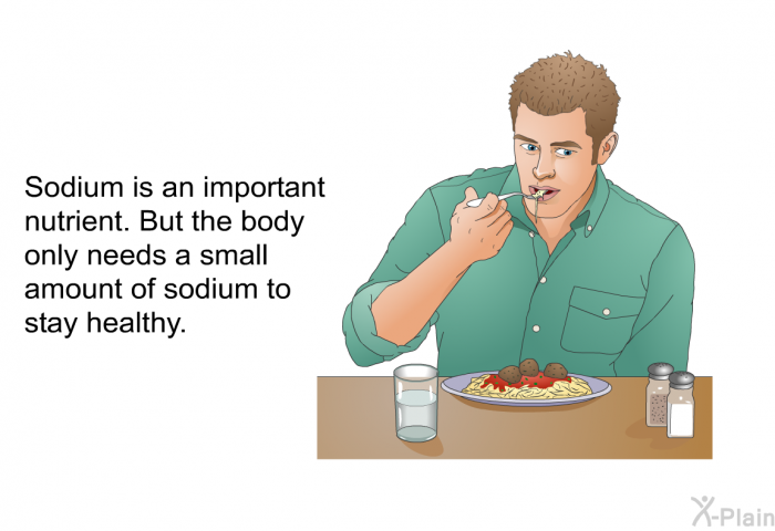 Sodium is an important nutrient. But the body only needs a small amount of sodium to stay healthy.