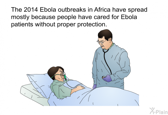 The 2014 Ebola outbreaks in Africa have spread mostly because people have cared for Ebola patients without proper protection.