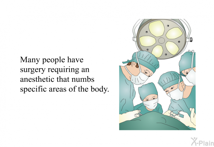 Many people have surgery requiring an anesthetic that numbs specific areas of the body.