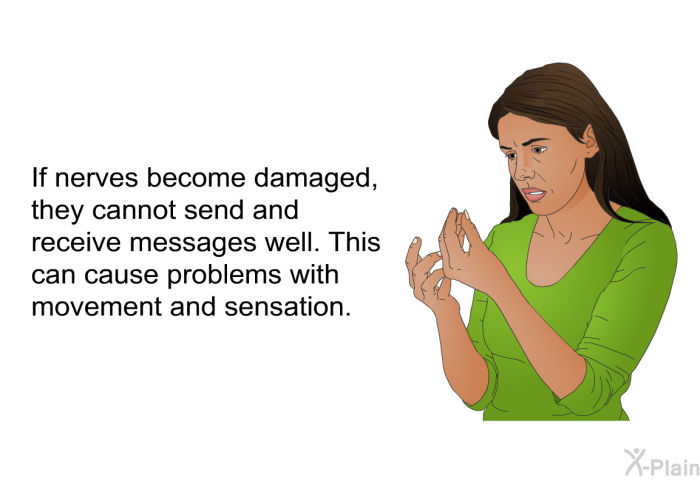 If nerves become damaged, they cannot send and receive messages well. This can cause problems with movement and sensation.