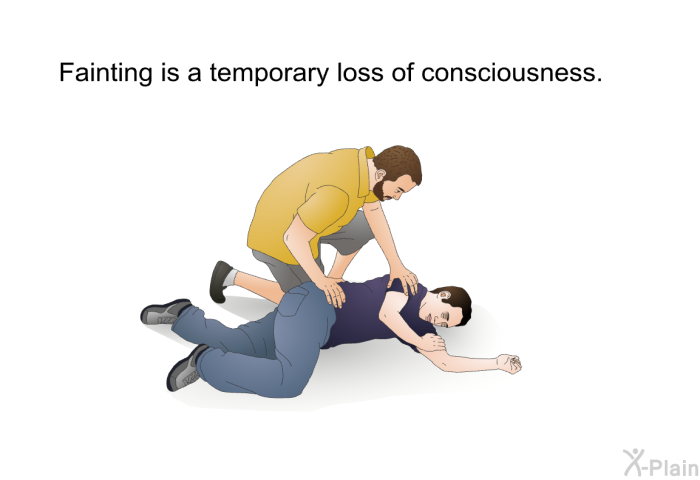 Fainting is a temporary loss of consciousness.