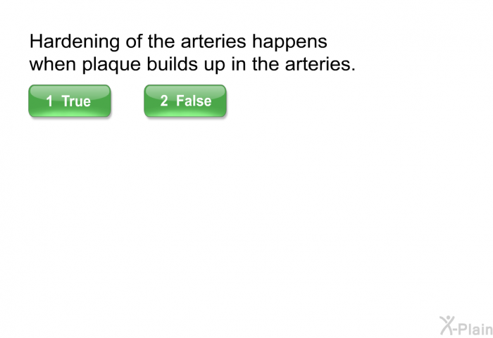 Hardening of the arteries happens when plaque builds up in the arteries.