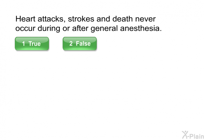 Heart attacks, strokes and death never occur during or after general anesthesia.