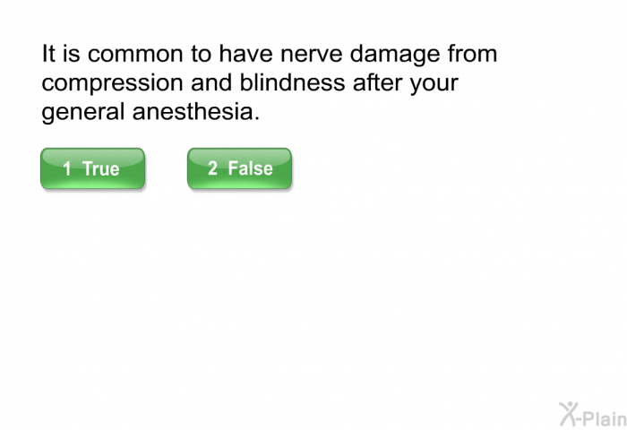 It is common to have nerve damage from compression and blindness after general anesthesia.