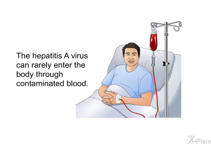 The hepatitis A virus can rarely enter the body through contaminated blood.