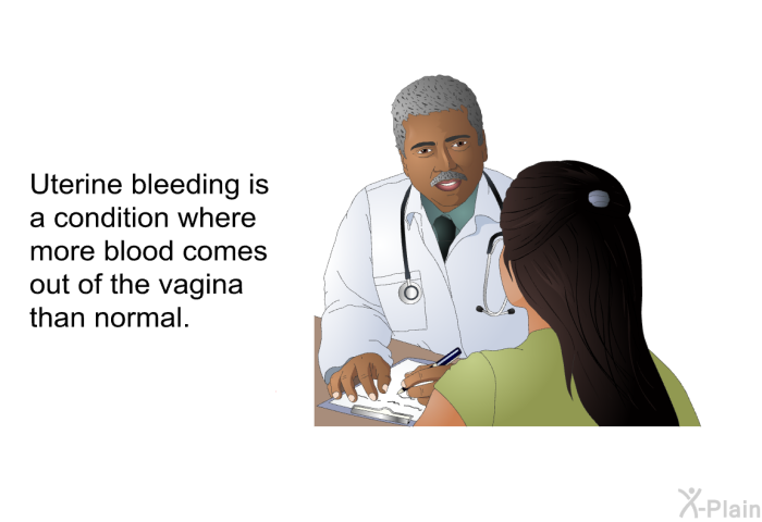 Uterine bleeding is a condition where more blood comes out of the vagina than normal.