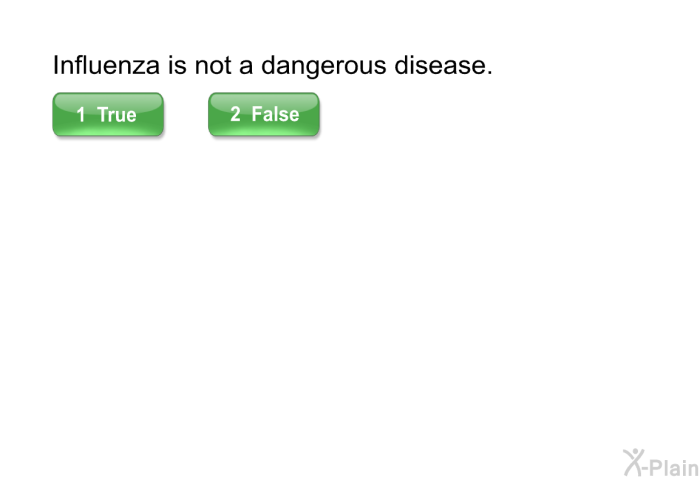 Influenza is not a dangerous disease.