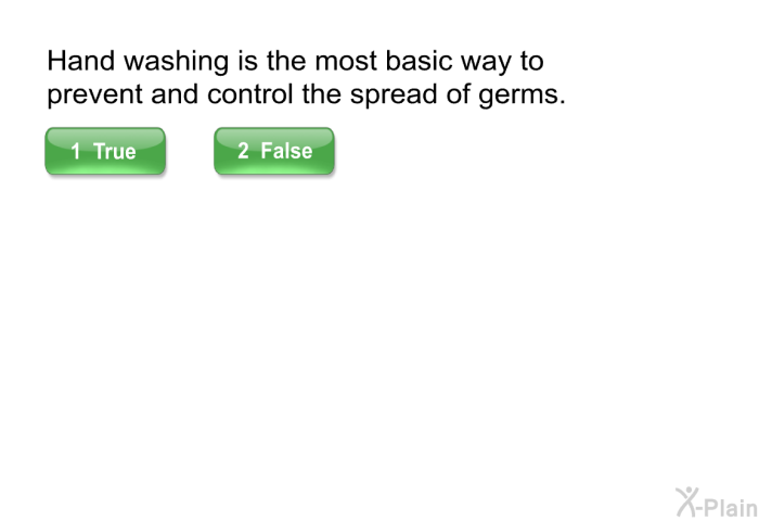 Hand washing is the most basic way to prevent and control the spread of germs.