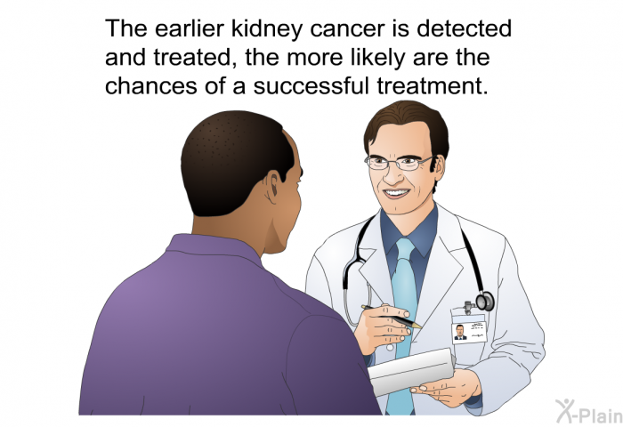 The earlier kidney cancer is detected and treated, the more likely are the chances of a successful treatment.