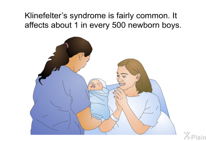 Klinefelter's syndrome is fairly common. It affects about 1 in every 500 newborn boys.