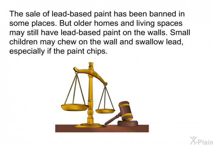 The sale of lead-based paint has been banned in some places. But older homes and living spaces may still have lead-based paint on the walls. Small children may chew on the wall and swallow lead, especially if the paint chips.