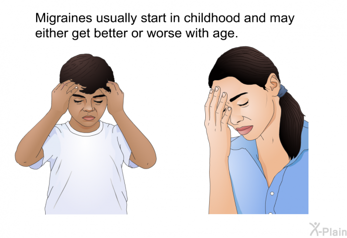 Migraines usually start in childhood and may either get better or worse with age.
