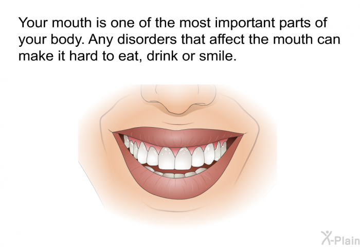 Your mouth is one of the most important parts of your body. Any disorders that affect the mouth can make it hard to eat, drink or smile.