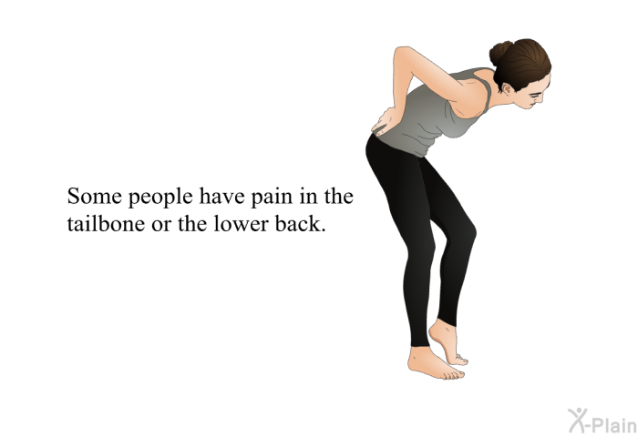 Some people have pain in the tailbone or the lower back.