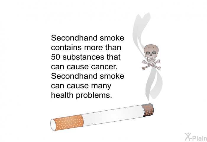 Secondhand smoke contains more than 50 substances that can cause cancer. Secondhand smoke can cause many health problems.
