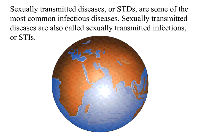Sexually transmitted diseases, or STDs, are some of the most common infectious diseases. Sexually transmitted diseases are also called sexually transmitted infections, or STIs.