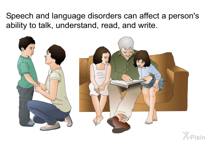 Speech and language disorders can affect a person's ability to talk, understand, read, and write.