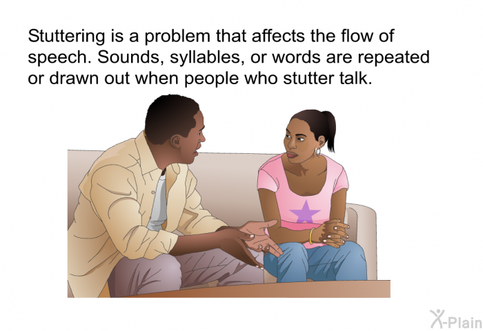 Stuttering is a problem that affects the flow of speech. Sounds, syllables, or words are repeated or drawn out when people who stutter talk.