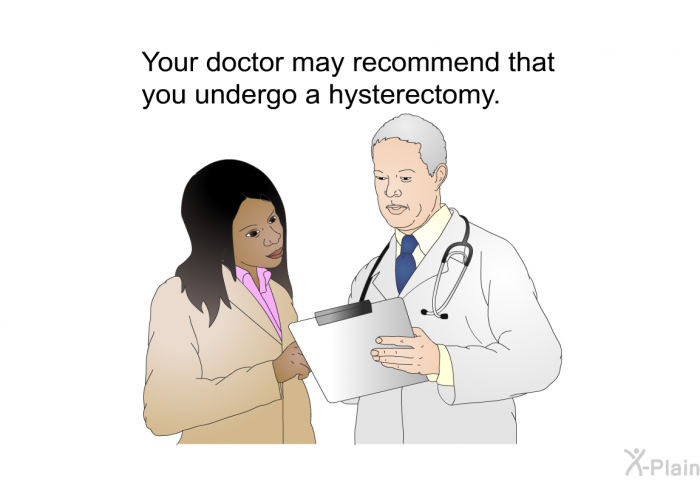 Your doctor may recommend that you undergo a hysterectomy.