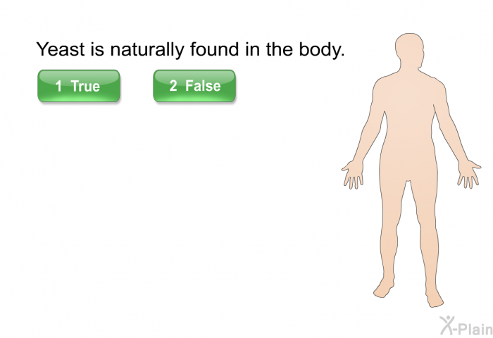 Yeast is naturally found in the body. Select True or False.