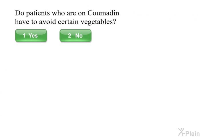 Do patients who are on Coumadin have to avoid certain vegetables?