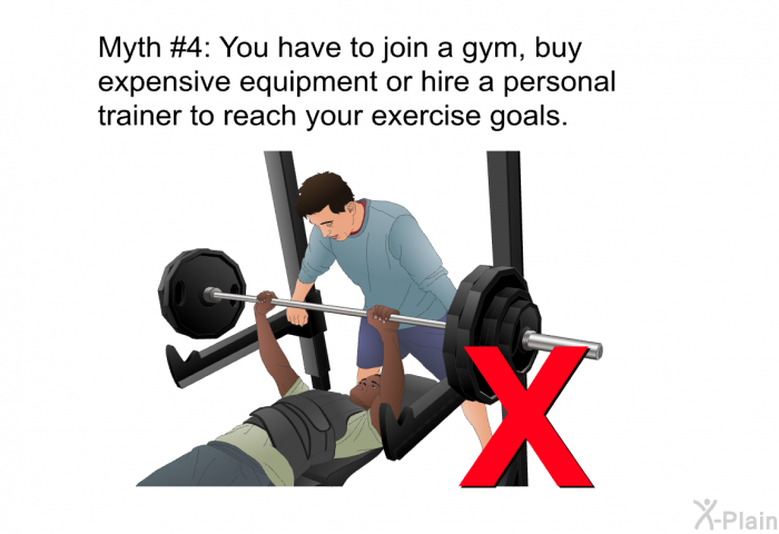 Myth #4: You have to join a gym, buy expensive equipment or hire a personal trainer to reach your exercise goals.