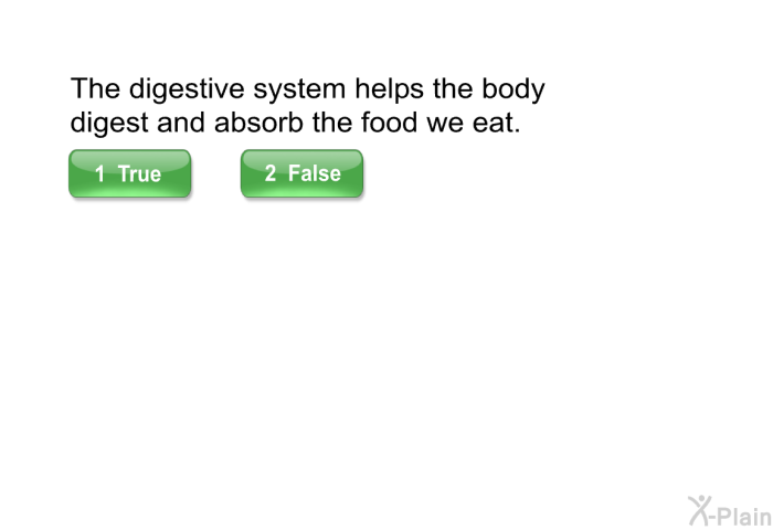 The digestive system helps the body digest and absorb the food we eat.