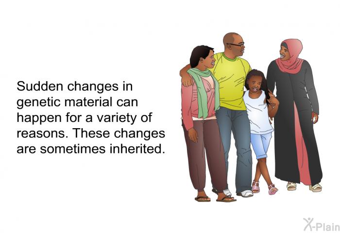 Sudden changes in genetic material can happen for a variety of reasons. These changes are sometimes inherited.