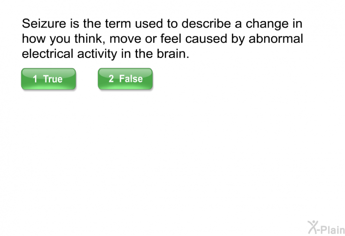 Seizure is the term used to describe a change in how you think, move or feel caused by abnormal electrical activity in the brain.