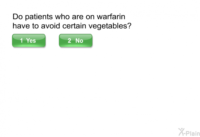 Do patients who are on warfarin have to avoid certain vegetables?