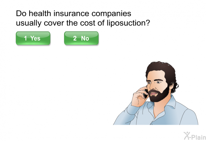 Do health insurance companies usually cover the cost of liposuction?