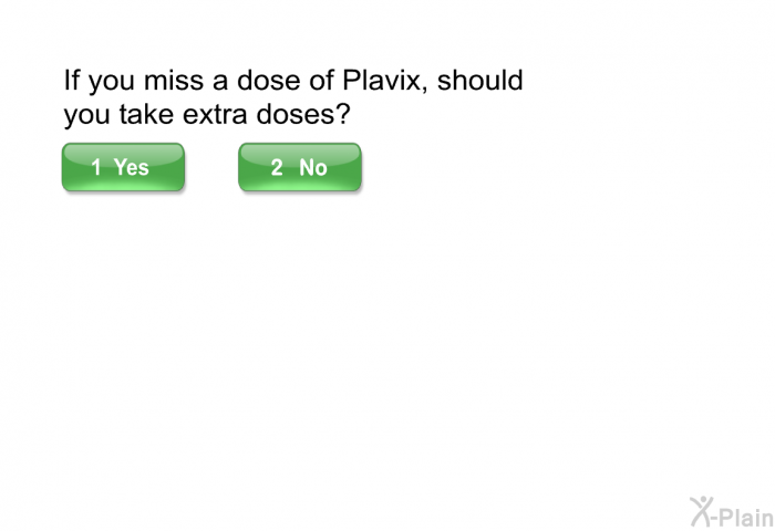 If you miss a dose of Plavix, should you take extra doses?