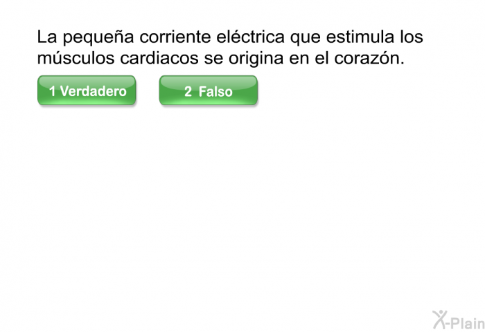 La pequea corriente elctrica que estimula los msculos cardiacos se origina en el corazn.