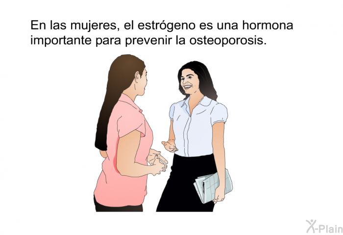 En las mujeres, el estrgeno es una hormona importante para prevenir la osteoporosis.