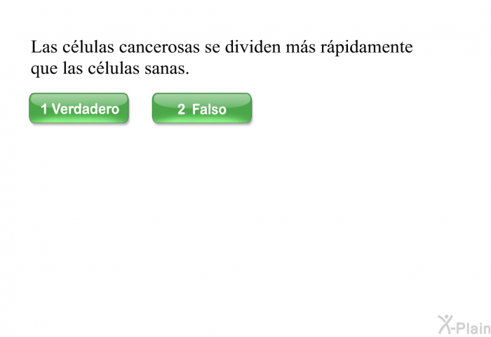 Las clulas cancerosas se dividen ms rpidamente que las clulas sanas.