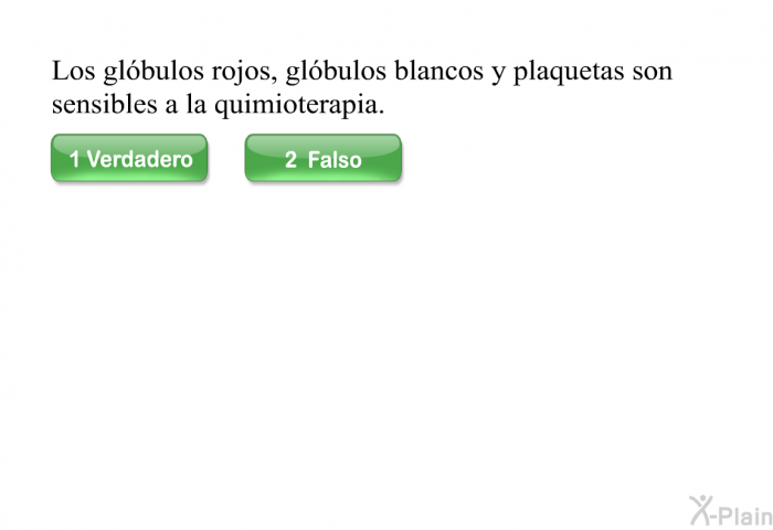 Los glbulos rojos, glbulos blancos y plaquetas son sensibles a la quimioterapia.