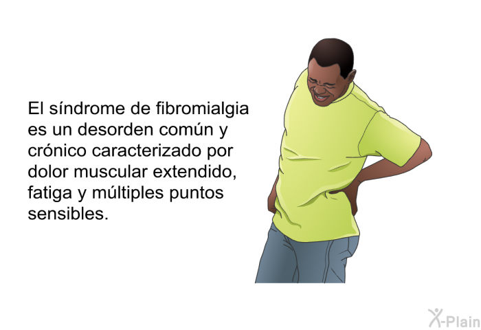 El sndrome de fibromialgia es un desorden comn y crnico caracterizado por dolor muscular extendido, fatiga y mltiples puntos sensibles.