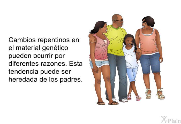 Cambios repentinos en el material gentico pueden ocurrir por diferentes razones. Esta tendencia puede ser heredada de los padres.